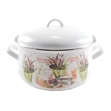 Perfect Home zománc lábas 24 cm+fedő, levendula Perfect Home zománc lábas 24 cm+fedő, levendula