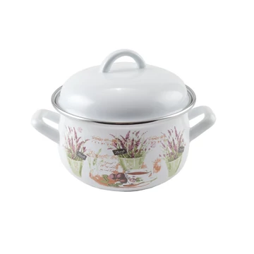 Perfect Home zománc lábas 16 cm fedővel, levendulás Perfect Home zománc lábas 16 cm fedővel, levendulás