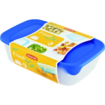 CURVER "FRESH&GO"  ÉTELTARTÓ SZETT 0,5 L+1 L+2 L kék