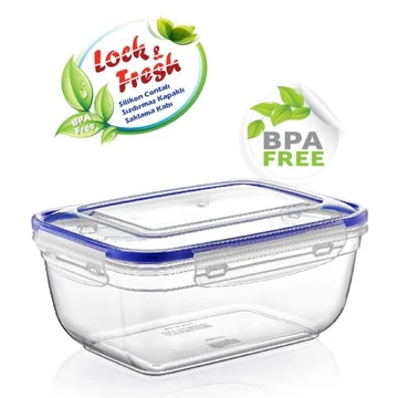 Dünya Lock & Fresh négyszögletű műanyag ételtartó, 27,4 cm x 19,6 cm x 12,6 cm, 4000 ml
