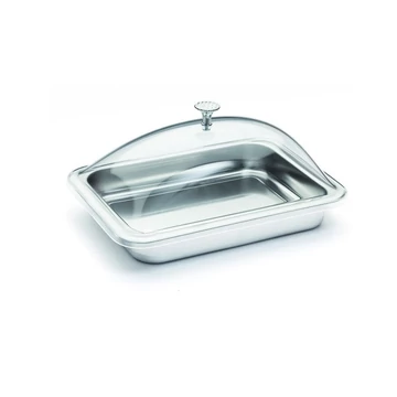 Inoxibar  rozsdamentes tálca elegáns ételzáró fedéllel  18% inox 21x15 cm Inoxibar  rozsdamentes tálca elegáns ételzáró fedéllel  18% inox 21x15 cm