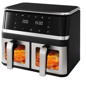 Dupla Air Fryer/forrólevegős sütő, 2x5 L