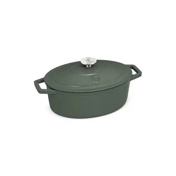 Berlinger Haus Matte Green Collection öntöttvas ovális sütőedény zománc bevonattal, fedővel, 30 cm