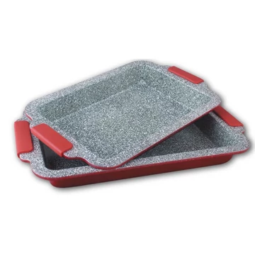 Berghome Line tepsi szett gránit tapadásmentes  bevonattal 2 részes, szilikon fogantyúval, 36 és 40,5 cm, bordó Berghome Line tepsi szett gránit tapadásmentes  bevonattal 2 részes, szilikon fogantyúval, 36 és 40,5 cm, bordó