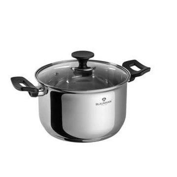 Blaumann Gourmet Line rozsdamentes acél magas lábas fedővel, bakelit fogóval, 20 cm