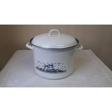 Zománcozott fazék libás motívmmal 26 x 19  cm, 10 L