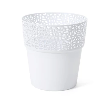 Lamela 656 virágcserép/kaspó  csipkemintás 13 cm  vegyes színben, Rosa fehér/biały Lamela 656 virágcserép/kaspó  csipkemintás 13 cm  vegyes színben, Rosa fehér/biały