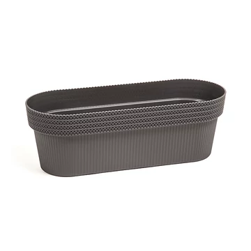 Lamela 780 balkonláda/virágcserép/kaspó  JERSEY 50 cm x 19 cm x 17 cm, vegyes színben, kötött hatás szürke/antracyt Lamela 780 balkonláda/virágcserép/kaspó  JERSEY 50 cm x 19 cm x 17 cm, vegyes színben, kötött hatás szürke/antracyt