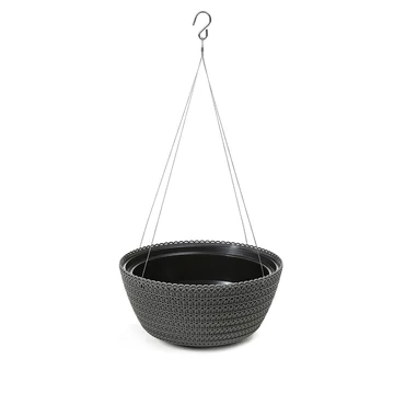 Lamela 788 függeszthető virágtartó/cserép/kaspó 24 cm.  JERSEY vegyes színben, belső cseréppel szürke/antracyt