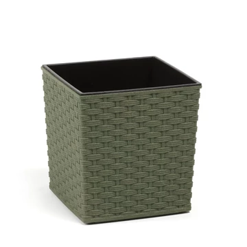 Lamela 829 JUKA ECO Rattan virágcserép/kaspó + betét vegyes színben, 38 x 38 cm zöld/zielony leśny