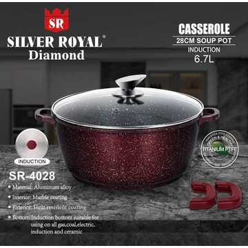 Silver Royal Diamond lábas tapadásmentes márvány bevonattal 28x12,5 cm, 6,4 L Silver Royal Diamond lábas tapadásmentes márvány bevonattal 28x12,5 cm, 6,4 L