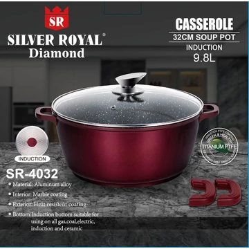 Silver Royal Diamond lábas tapadásmentes márvány bevonattal 32x14,6 cm, 9,8 L Silver Royal Diamond lábas tapadásmentes márvány bevonattal 32x14,6 cm, 9,8 L