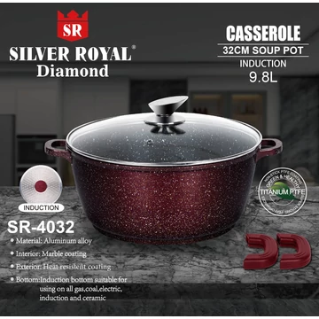 Silver Royal Diamond lábas tapadásmentes márvány bevonattal 32x14,6 cm, 9,8 L