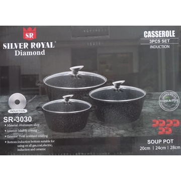 Silver Royal Diamond tapadásmentes 3db-os edényszett, fekete Silver Royal Diamond tapadásmentes 3db-os edényszett, fekete