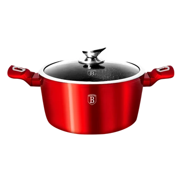 Berlinger Haus Burgundy Metallic Line magas lábas márvány bevonattal, metál külső bevonattal, fedővel,24 cm