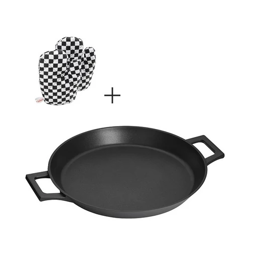 Inoxibar Absolut Black Range paella sütő, tapadásmentes bevonattal 32 cm, 2 db sütő kesztyűvel