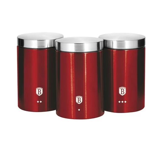 Berlinger Haus 3 részes tárolódoboz készlet Burgundy Metallic Line Collection