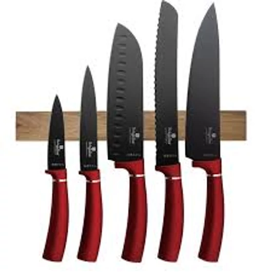 Berlinger Haus Burgundy Collection 6 részes késkészlet tapadásmentes bevonattal, mágneses fali tartóval