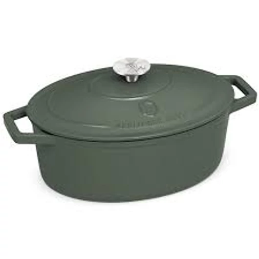 Berlinger Haus Matte Green Collection öntöttvas ovális sütőedény zománc bevonattal, fedővel, 30 cm