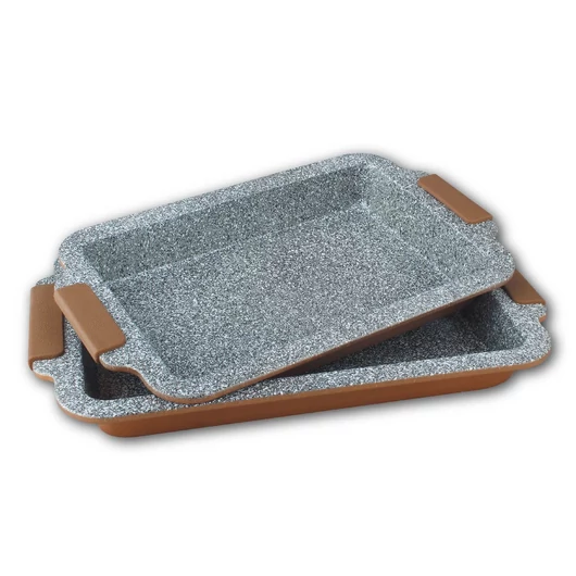 Berghome Line tepsi szett gránit tapadásmentes  bevonattal 2 részes, szilikon fogantyúval, 36 és 40,5 cm, arany barna