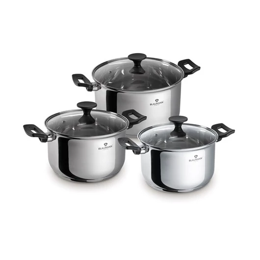 Blaumann Gourmet Line 6 részes rozsdamentes acél edénykészlet bakelit fogóval