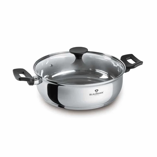 Blaumann Gourmet Line rozsdamentes acél lábas fedővel, bakelit fogóval, 28 cm