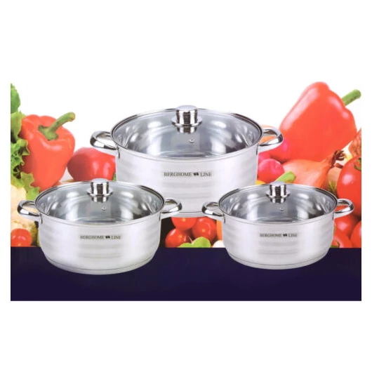 Berghome Line 6 részes rozsdamentes acél lábaskészlet