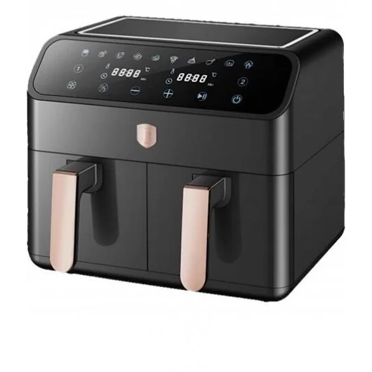 Berlinger Haus Black Rose Collection Air Fryer dupla kosarú digitális forró levegős sütő, 4+4 L