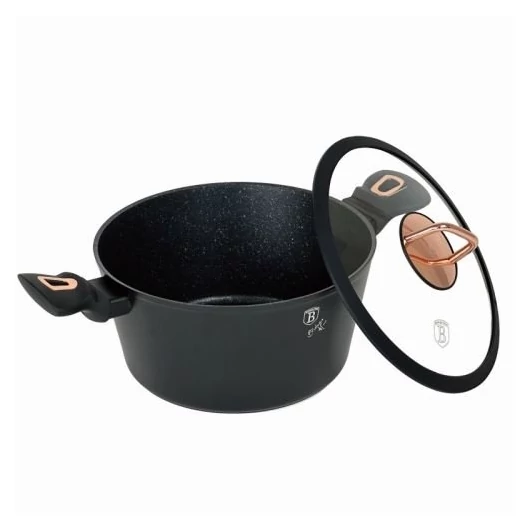 Berlinger Haus Black Rose Collection magas lábas márvány bevonattal, fedővel, 24 cm