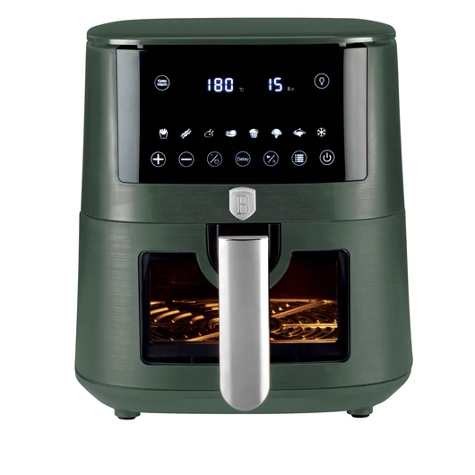 Berlinger Haus Matte Green Collection Air Fryer digitális forró levegős sütő átlátszó ablakkal, 5 L