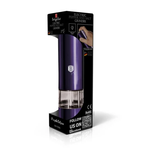 Berlinger Haus Purple Eclipse Collection elektromos fűszermalom metál külső bevonattal, LED fénnyel, lila