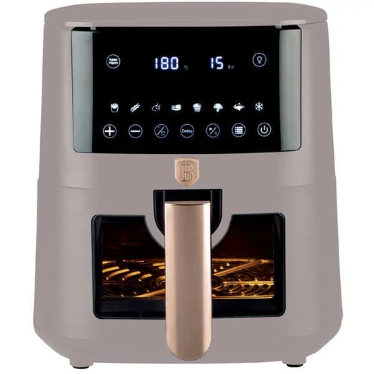 Berlinger Haus Taupe Collection Air Fryer digitális forró levegős sütő átlátszó ablakkal, 5 L