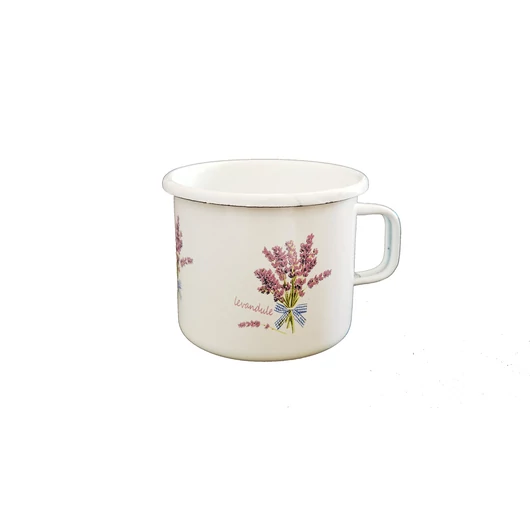 Enger zománcozott bögre 10x9 cm, 0,73L, virágos mintával