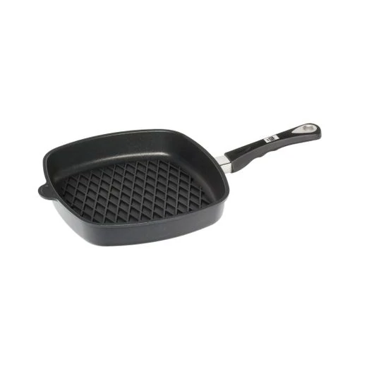 AMT Gastroguss the "World's Best Pan"  négyszögletes serpenyő BBQ grill levehető nyéllel, 28 x 28 cm, indukciós, indikátorral