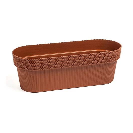 Lamela 780 balkonláda/virágcserép/kaspó  JERSEY 50 cm x 19 cm x 17 cm vegyes színben, kötött hatás terrakotta/ceglasty
