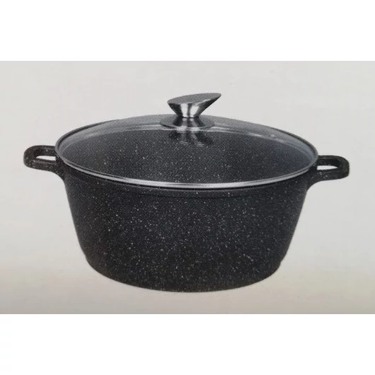 Silver Royal Diamond márvány bevonatos tapadásmentes lábas üveg fedővel 28 cm 6.7 l, szilikon védővel