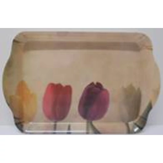Tálca uzsonnás 21x14,3x2 cm, műanyag, tulipános