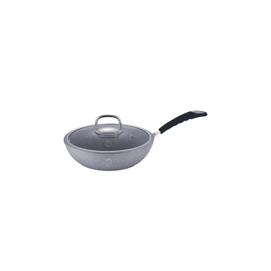 Berlinger Haus Stone Touch Line wok kő hatású márvány bevonattal, szilikonos nyéllel, fedővel 28 cm