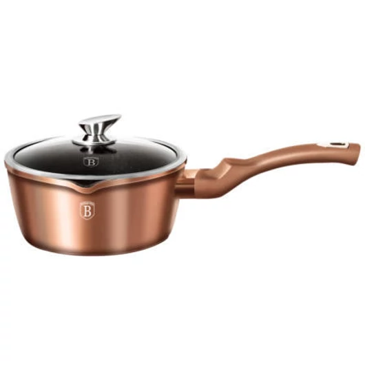 Berlinger Haus Rose Gold Metallic Line szószos edény üveg fedővel márvány bevonatos, 16 cm