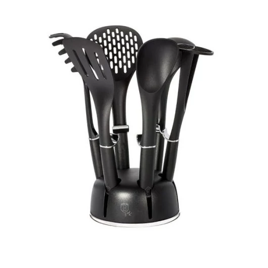 Berlinger Haus Royal Black Collection  7 részes nylon konyhai eszköz készlet állvánnyal