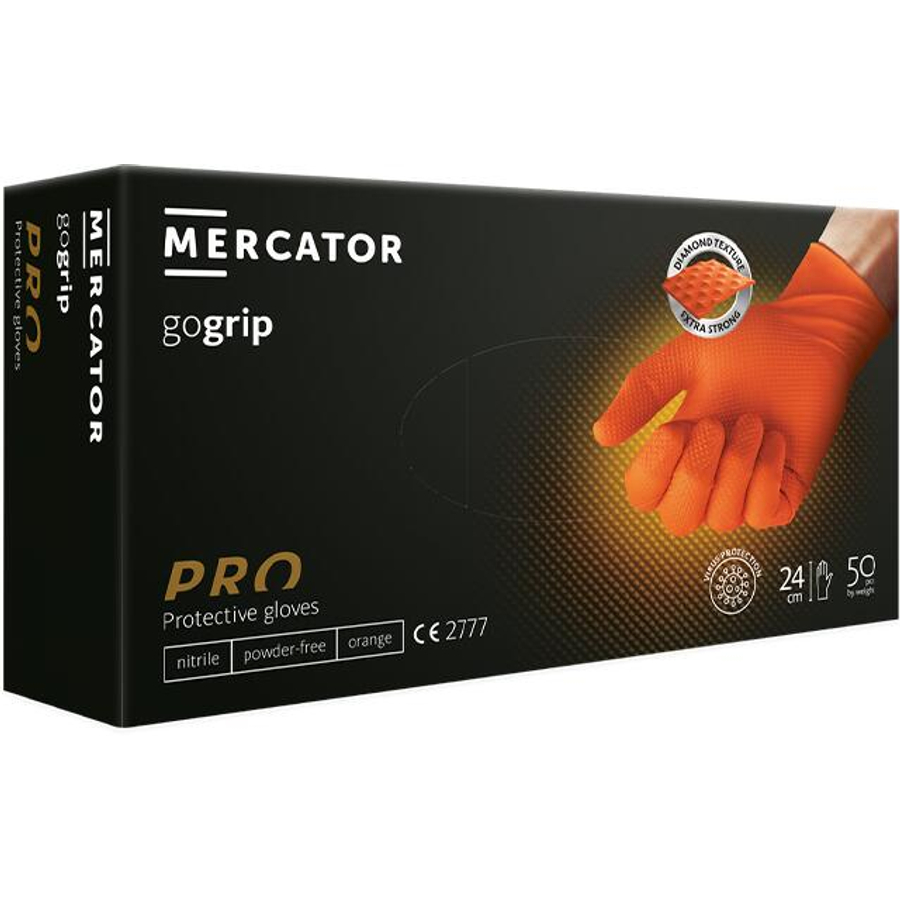 Mercator GoGrip narancssárga egyszer használatos, latexmentes védőkesztyű, 50 db, M