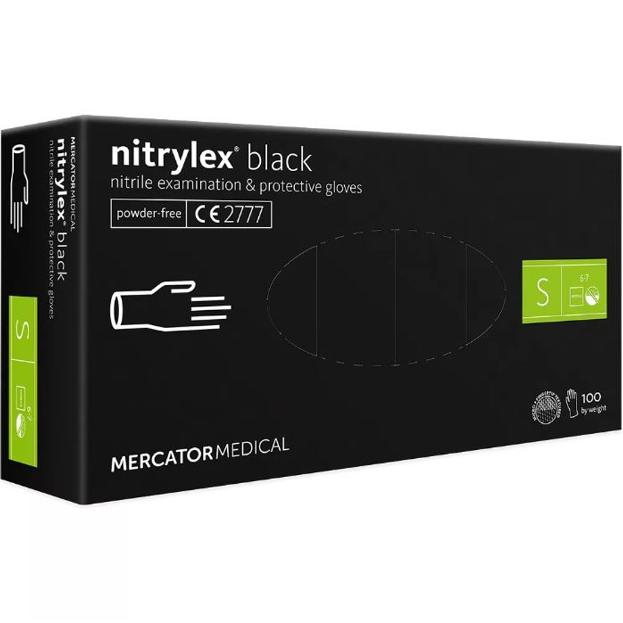 Mercator Nitrylex fekete egyszer használatos, latexmentes védőkesztyű, 100 db, S